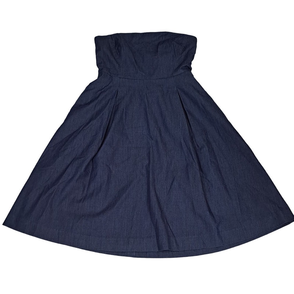 NWT White house black market denim blue Strapless dress size 2p